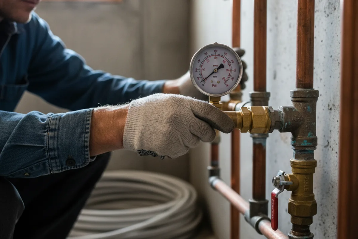 Pressure testing a repaired line during Water Line Repair in South Thomaston